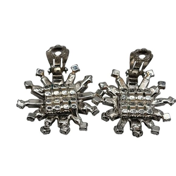 Kramer Clip On Earrings Early 1940s Sparkling Star Crystal Signed Kramer Vtg - Picture 13 of 16